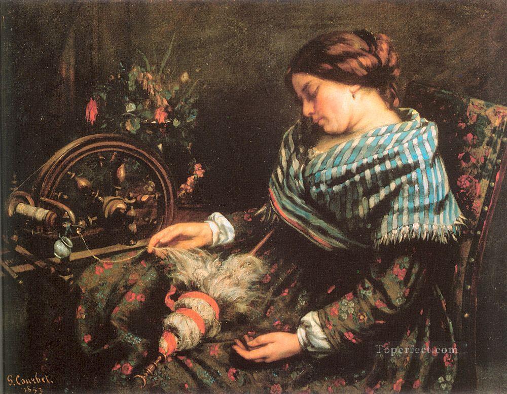 The Sleeping Spinner Realist Realism painter Gustave Courbet Oil Paintings